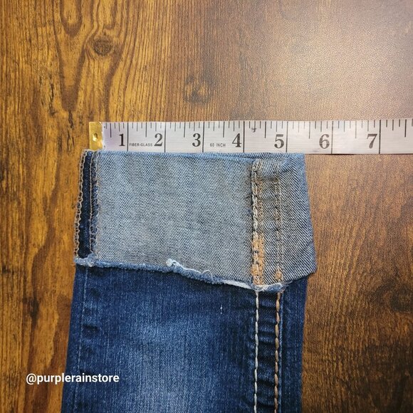Amethyst Capri Jeans Size 1 Low Rise Button Flap Medium Dark Wash Thick Stitch - Picture 10 of 11
